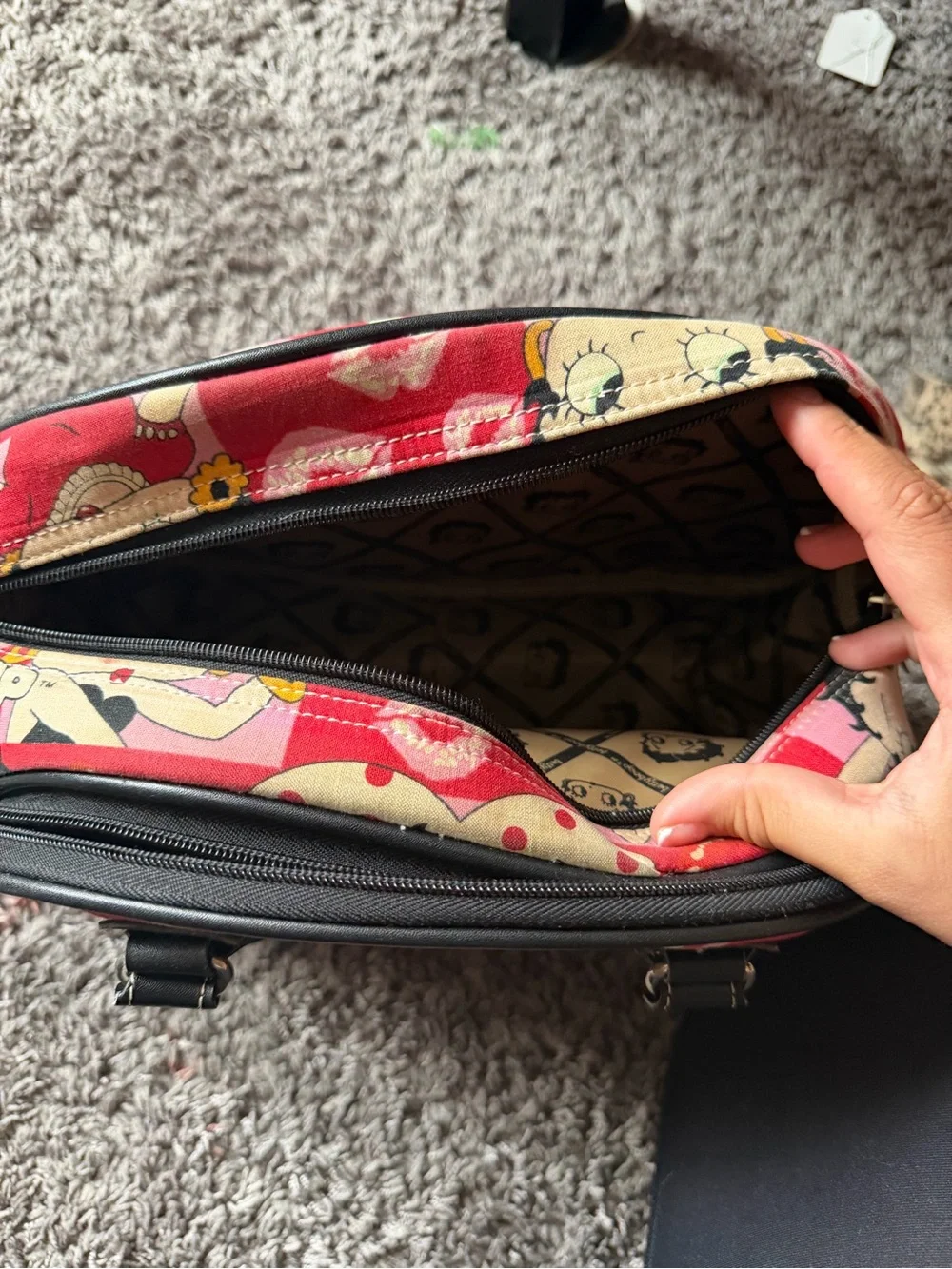 Betty Boop Red Graphic Dome purse with Black Handles